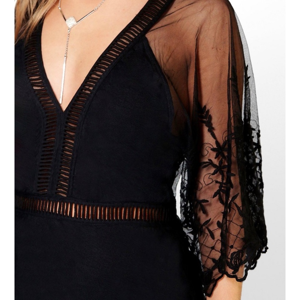 Boohoo Crochet Wide Sleeve Dress